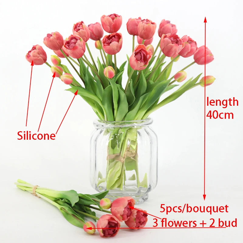 New Silicone Tulip Artificial Flower Real Touch 40CM