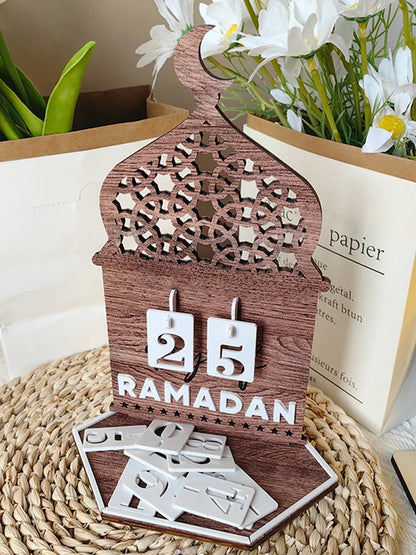 Wooden Ramadan Countdown Calendar Desktop Decoration