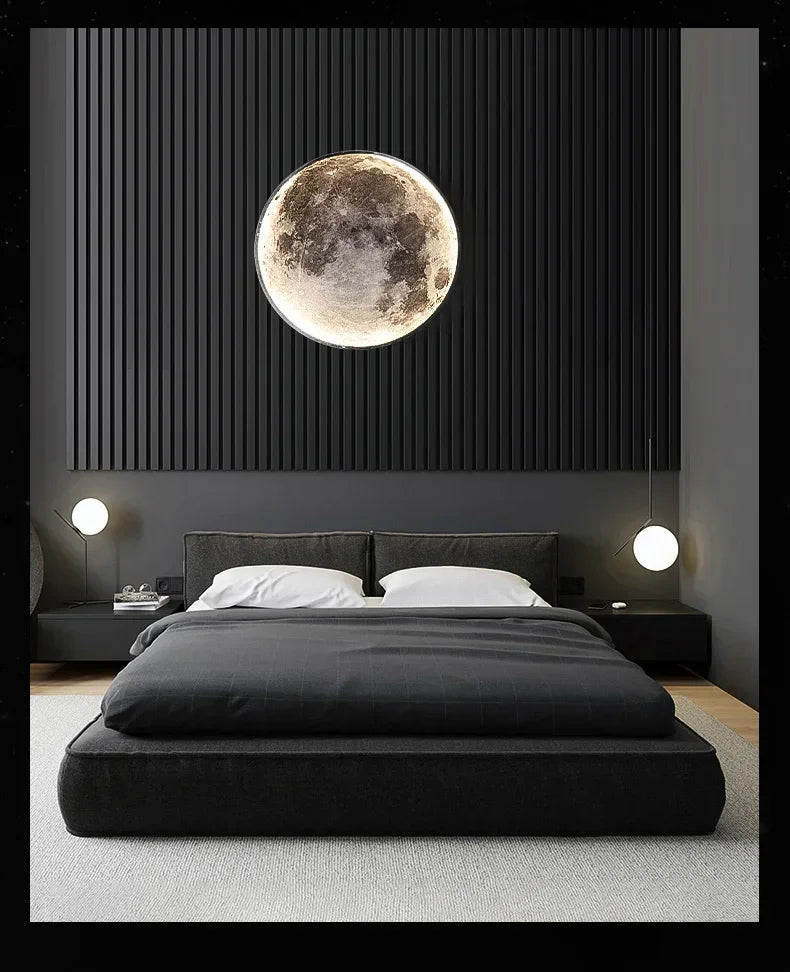 Modern Moon Wall Lamp LED Creative Mural Living Room