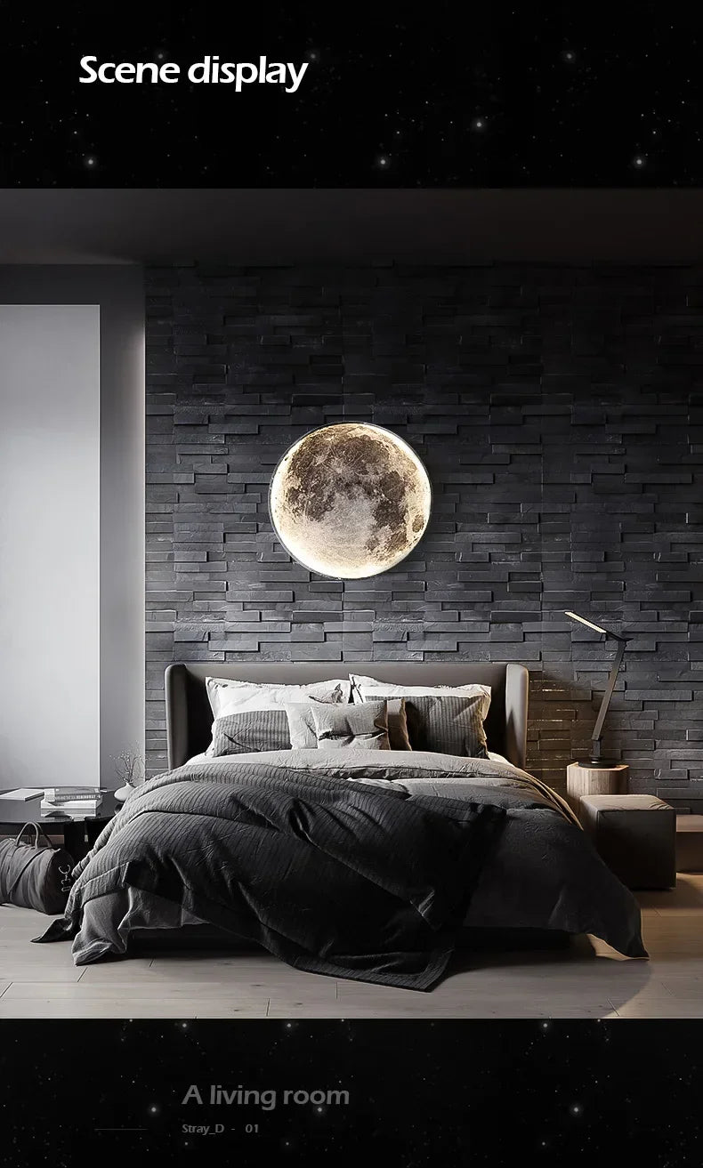 Modern Moon Wall Lamp LED Creative Mural Living Room