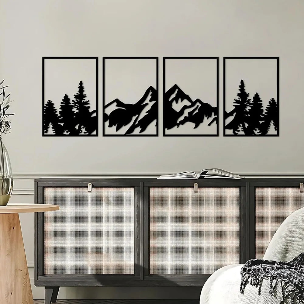 4 Pcs Metal Mountain Wall Art Large Mountains Wall Decor