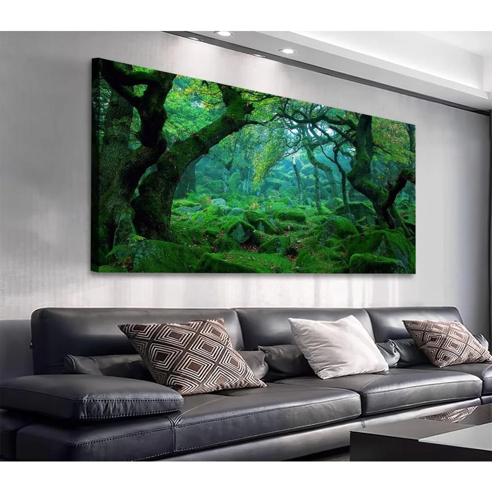 Green Forest Canvas Wall Art Living Room Decoration