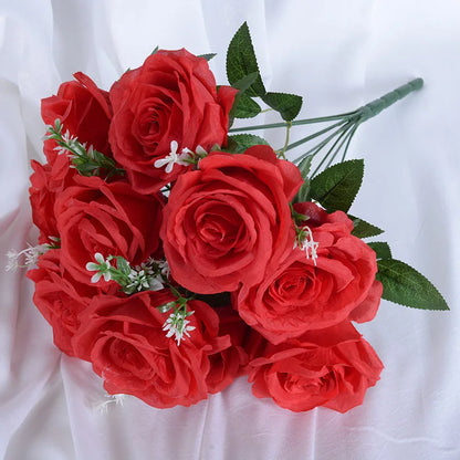 1 Bouquet 9 Heads Artificial Rose Flowers