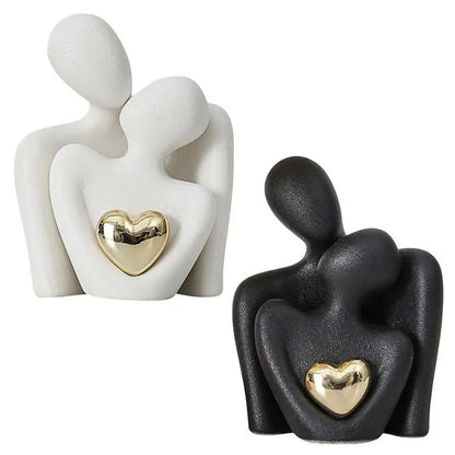 Couple Figurines In Love Modern Ceramic Sculpture