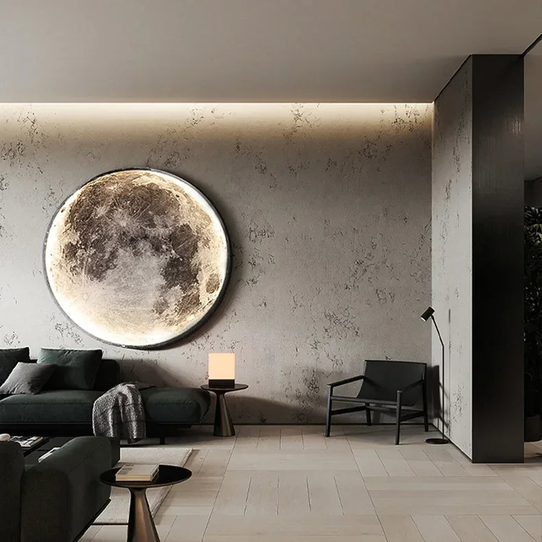 Modern Moon Wall Lamp LED Creative Mural Living Room