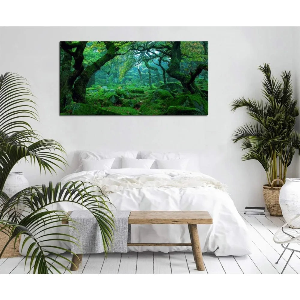 Green Forest Canvas Wall Art Living Room Decoration