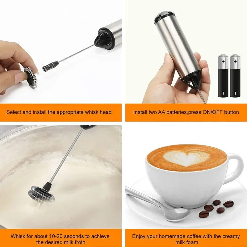 Electric Milk Frother Whisk Handheld Coffee Blender