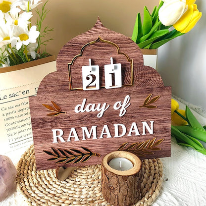 Wooden Ramadan Countdown Calendar Desktop Decoration