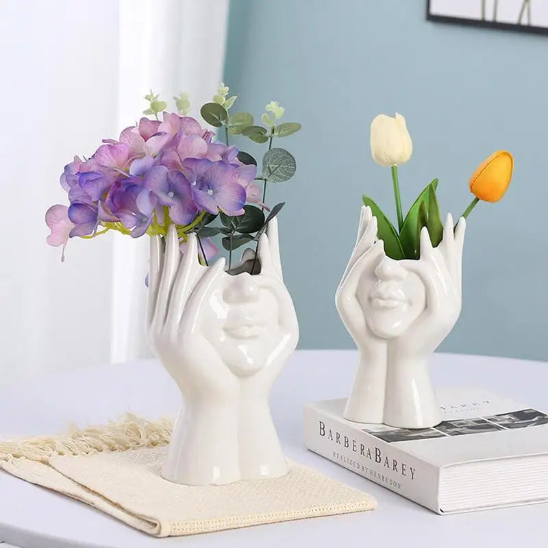 Unique Face Vase Ceramic Statue Flower Vase