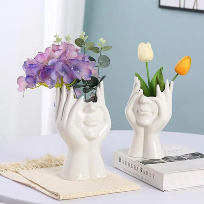 Unique Face Vase Ceramic Statue Flower Vase