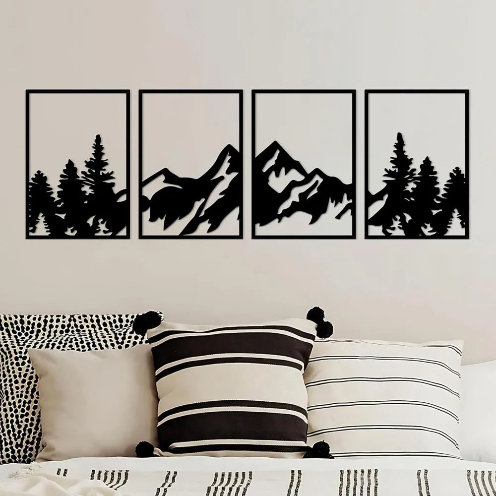 4 Pcs Metal Mountain Wall Art Large Mountains Wall Decor