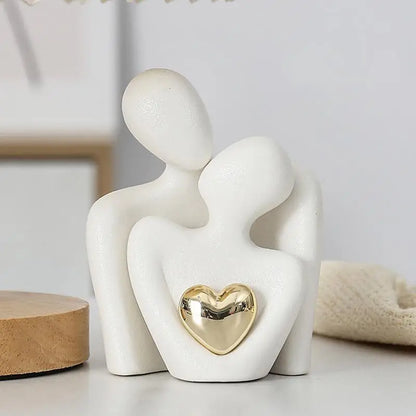 Couple Figurines In Love Modern Ceramic Sculpture