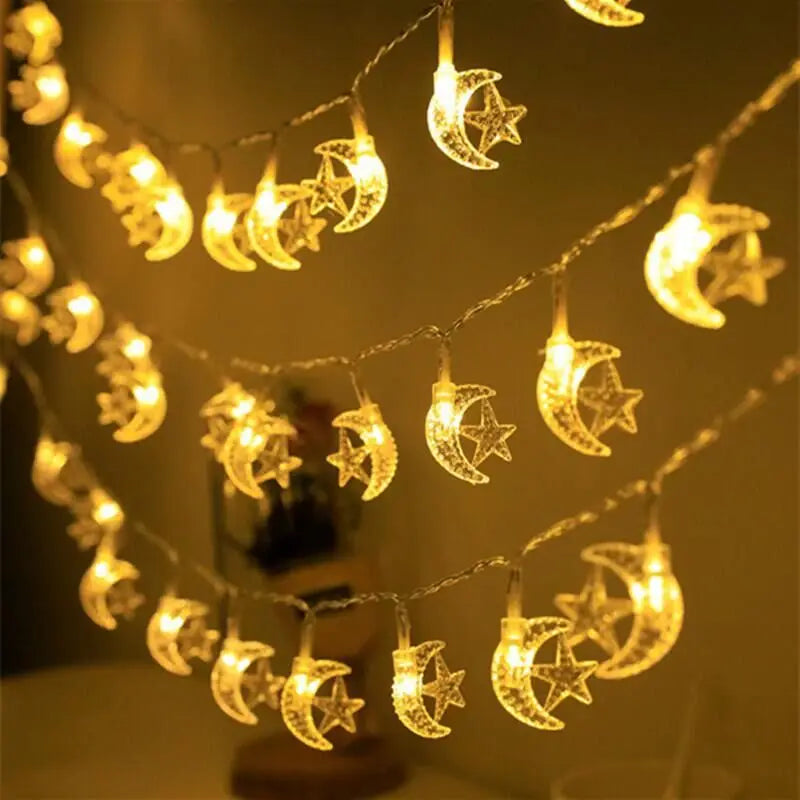 Eid Mubarak Star Moon Led Light String Muslim Party Supplies