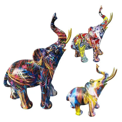 Graffiti Elephant Sculpture Resin Living Room Decoration