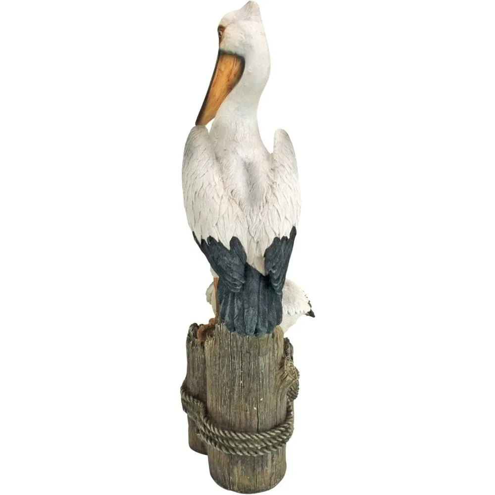 Coastal Decor Ocean's Perch Pelicans Garden Bird Statue