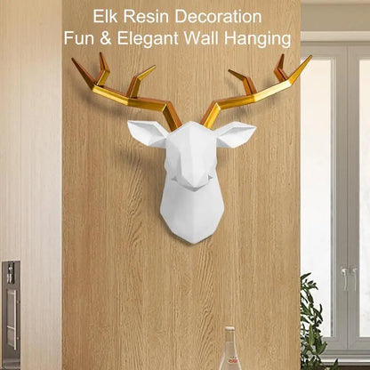 17*14 Inch Deer Head Resin Statue Wall Decor