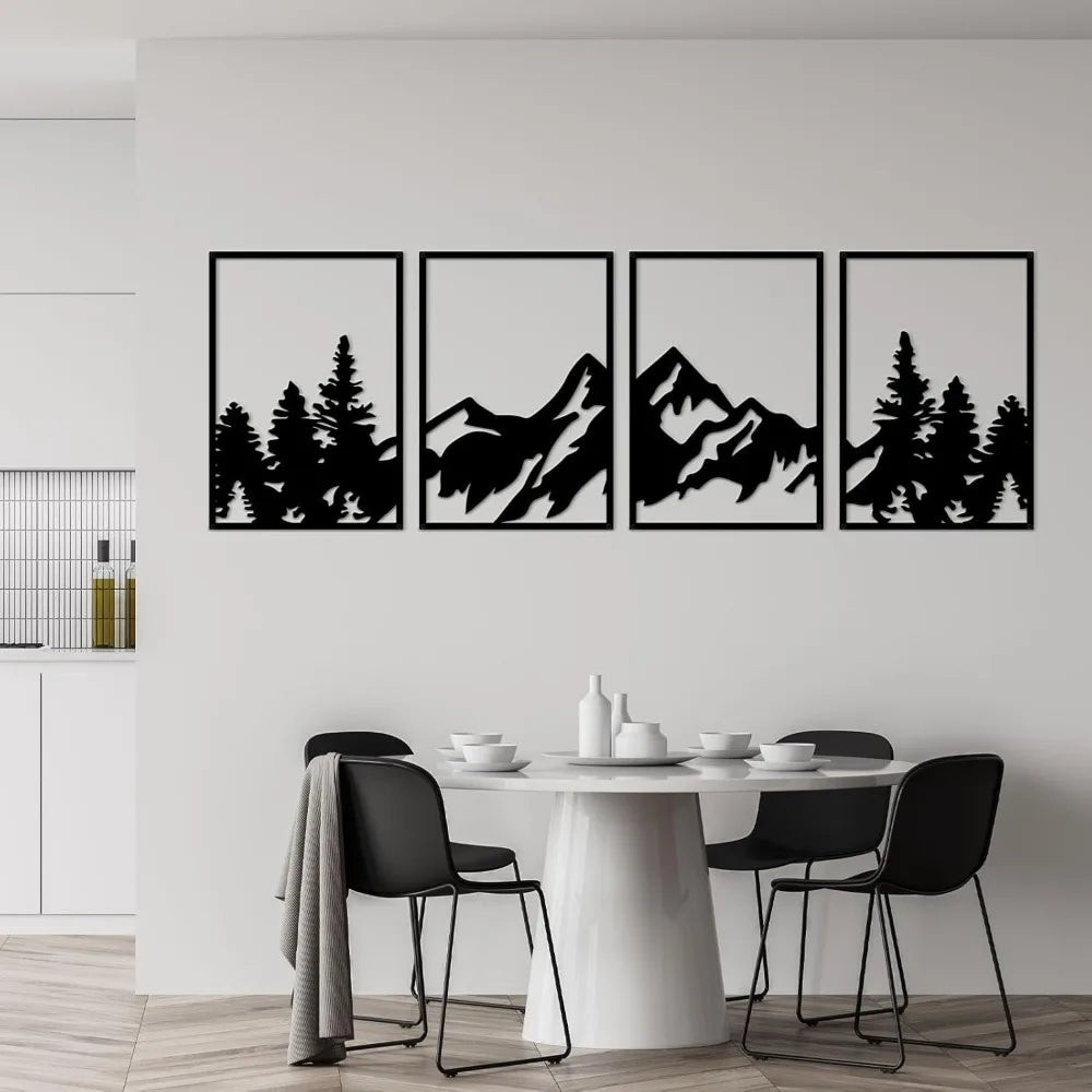 4 Pcs Metal Mountain Wall Art Large Mountains Wall Decor