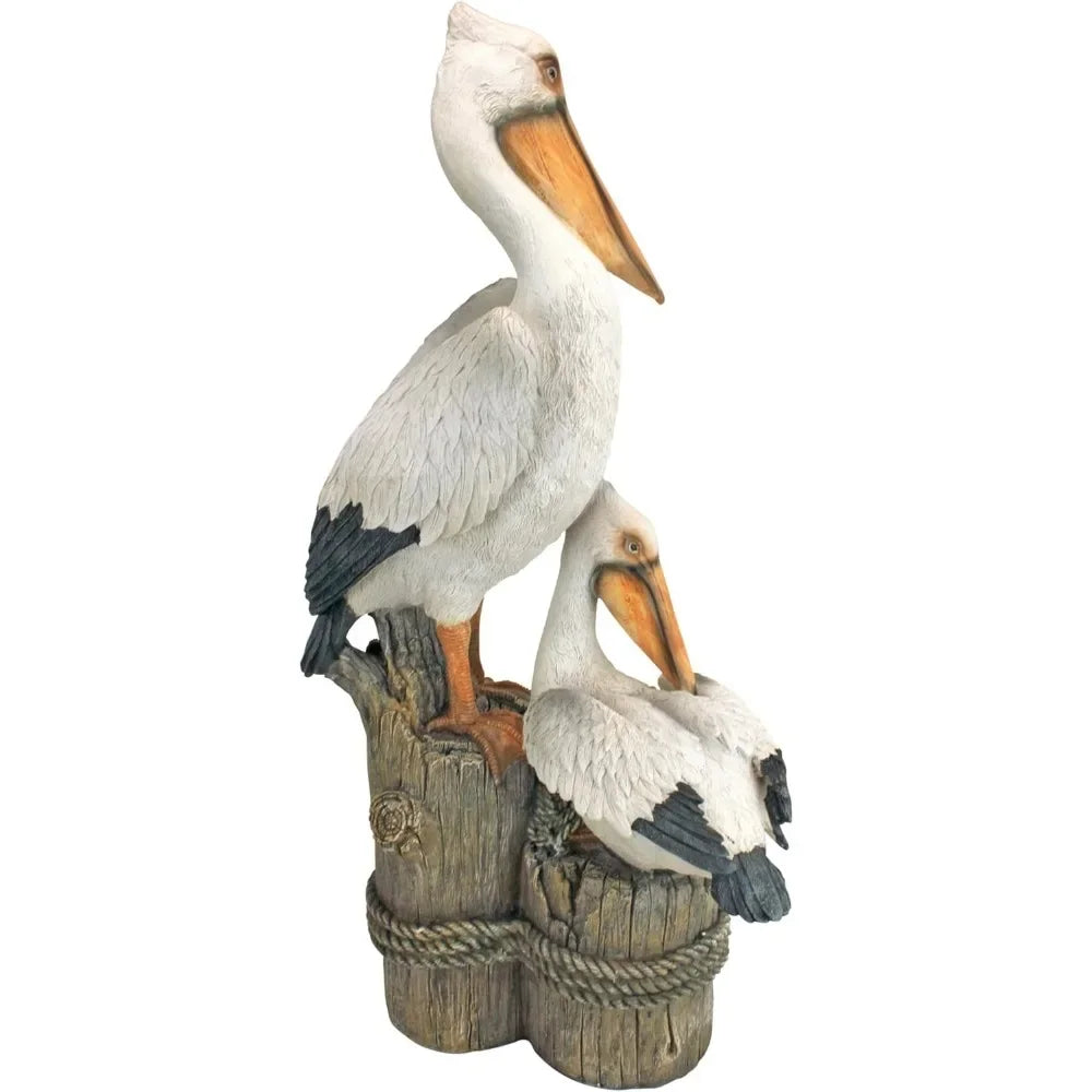 Coastal Decor Ocean's Perch Pelicans Garden Bird Statue