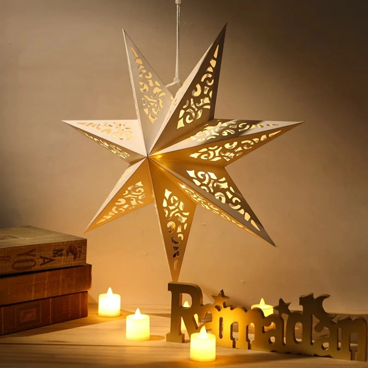 30-75cm Hollow Star Hanging Pendant Ramadan Decoration