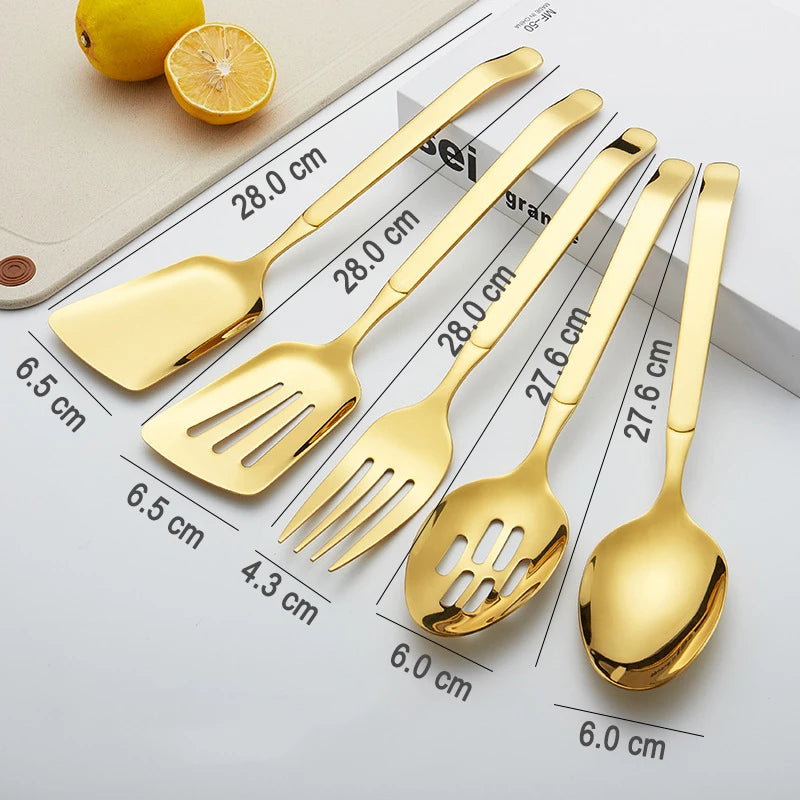 1/2/5 Pcs Dinnerware Stainless Steel Serving Spoon Fork Set