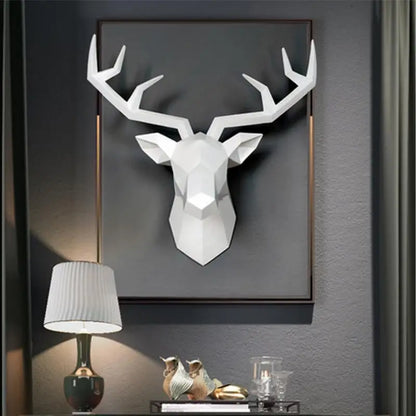 17*14 Inch Deer Head Resin Statue Wall Decor