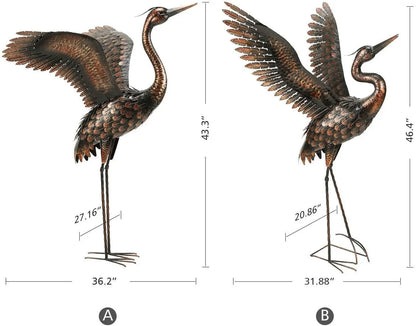 Outdoor Metal Heron Crane Yard Art Sculpture for Lawn