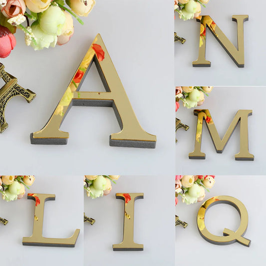 1pcs 26 English Letters Diy 3d Mirror Acrylic Wall Sticker