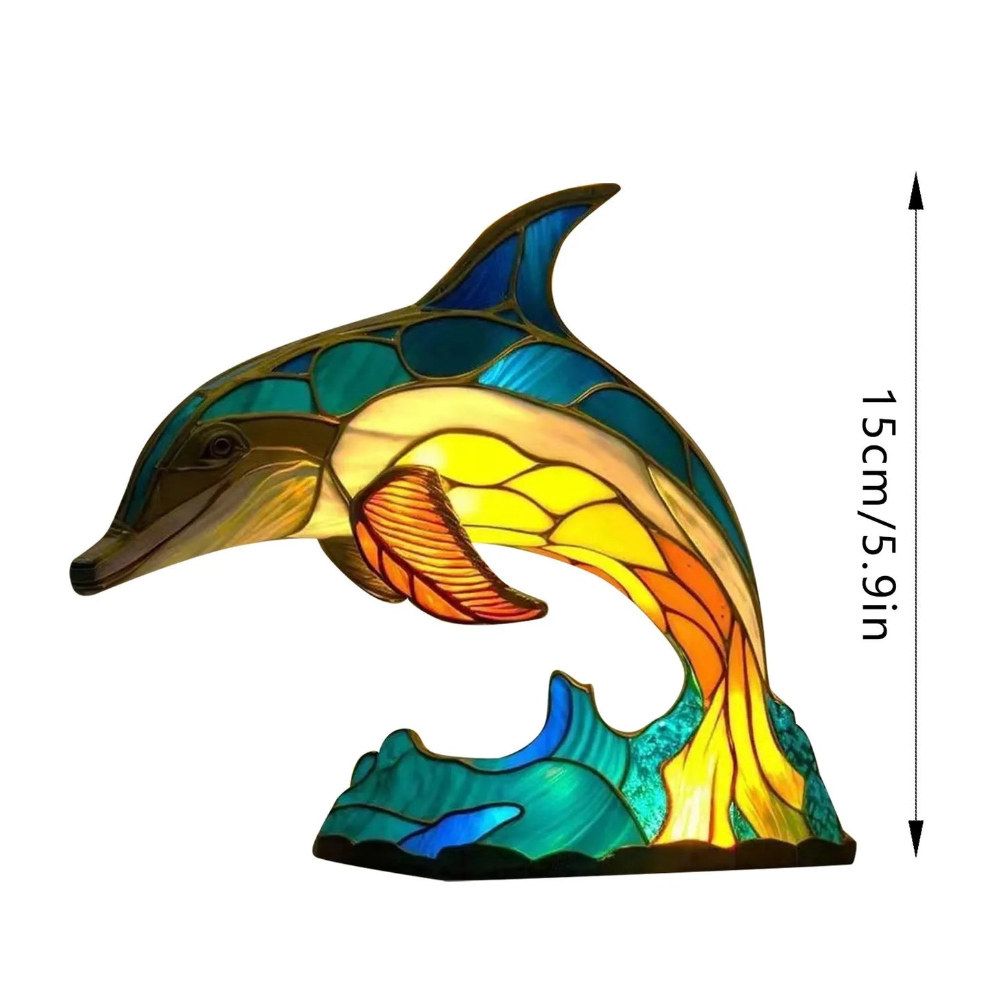 Dolphin Figurine Built In Electronic String Light Animal Table Lamp