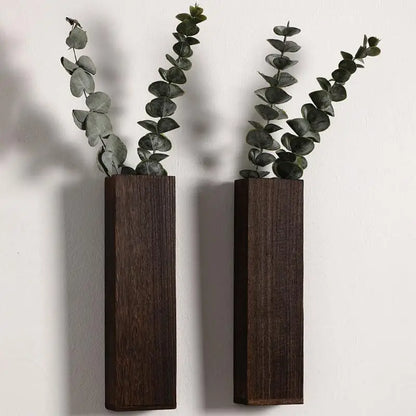 Wooden Wall Mounted Plant Flower Vase