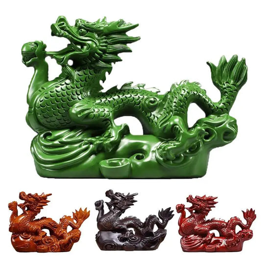 Chinese Dragon Statue Figurine Zodiac Wood Decoration