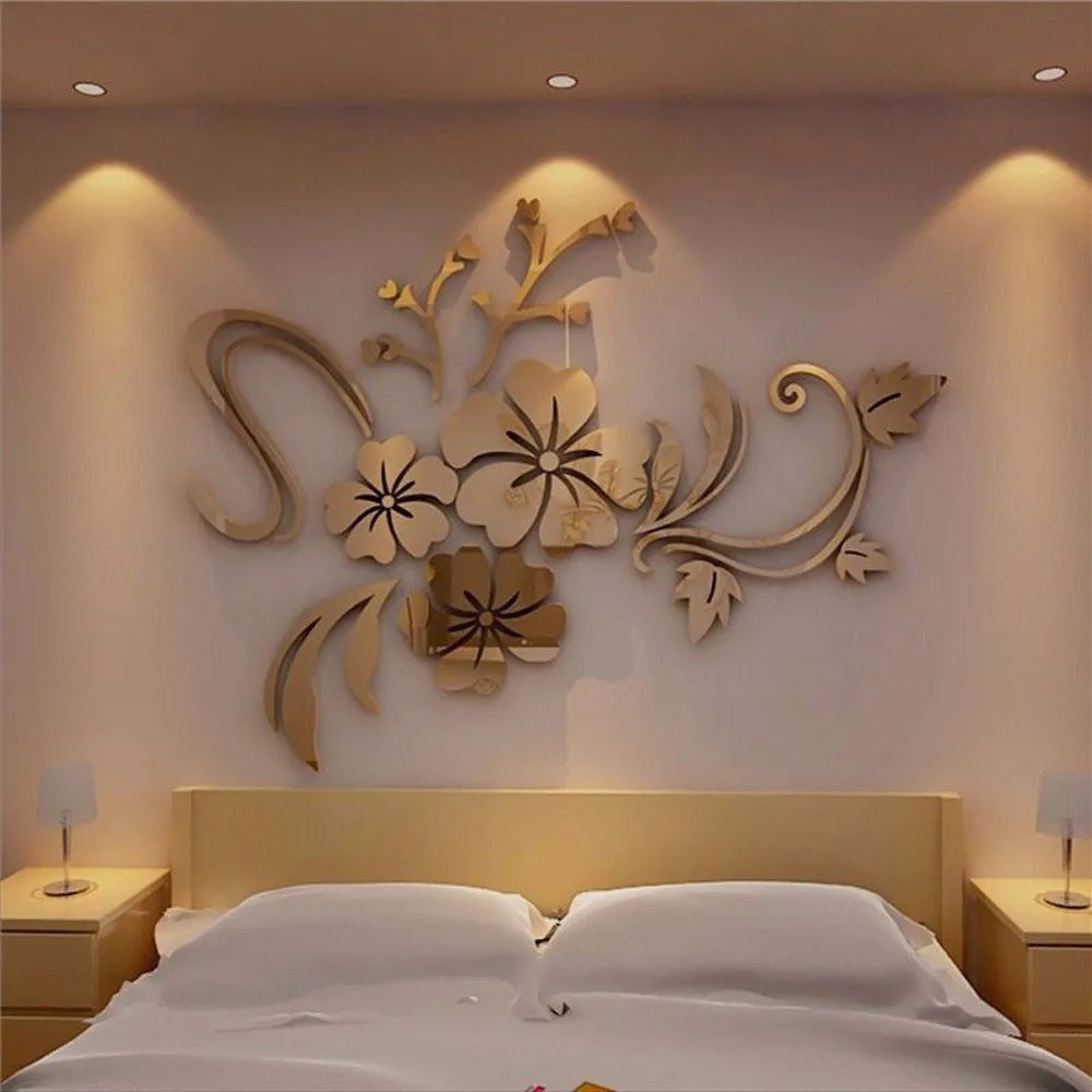 Hot Acrylic Mirror 3D Stickers Wall Sticker Diy Home Decoration