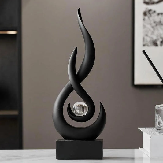 Modern Black Sculptures for Home Decor Resin Art