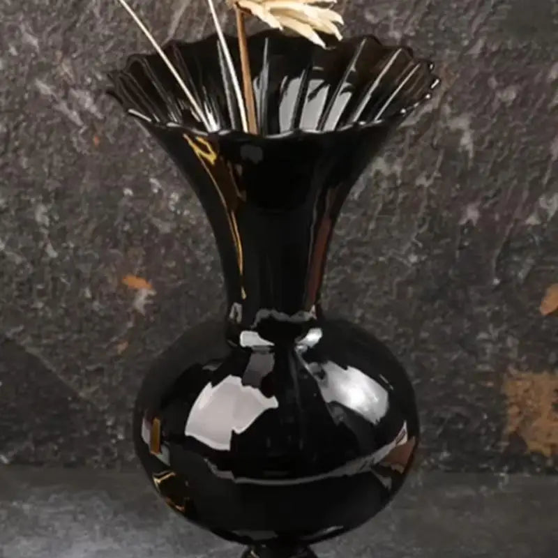 Scandinavian Black Minimalist Geometric Glass Vase