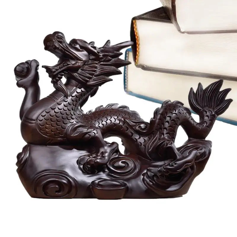 Chinese Dragon Statue Figurine Zodiac Wood Decoration