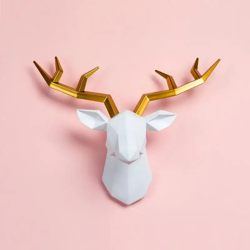 17*14 Inch Deer Head Resin Statue Wall Decor