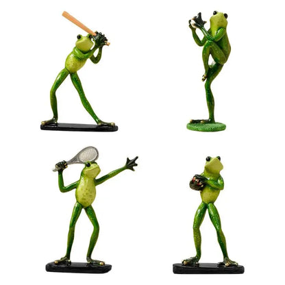 Sport Frog Statues Home Decor Ornaments Animals Figurines