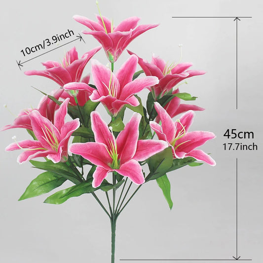 10 Heads Artificial Lily Flowers European Multi Color Bridal Fake Flower