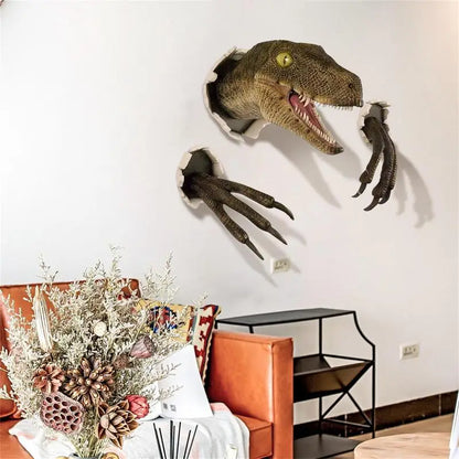 Dinosaur Wall Mounted Sculpture 3D Wall Bursting Decor