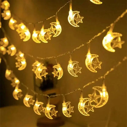 Moon Star Led String Lights Eid Mubarak Decor Ramadan Decoraion