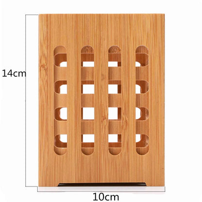 Square Hollow Grid Bamboo Containers Kitchen Utensil Storage Box