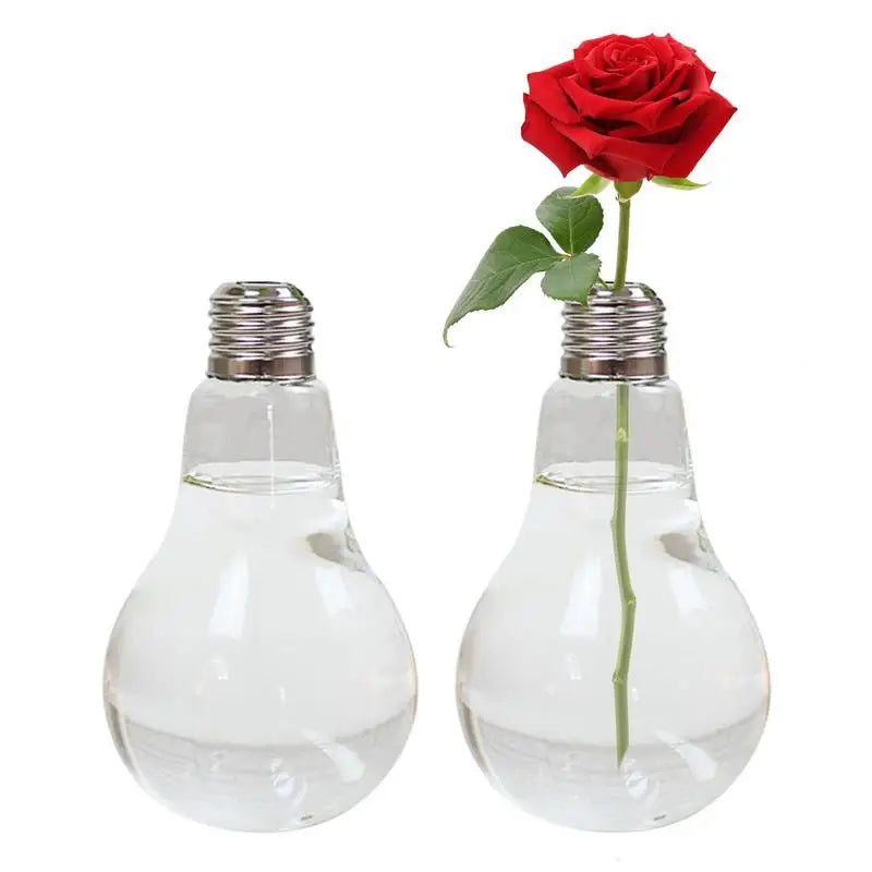 2/3pcs Light Bulb Flower Vase 14x8cm Transparent Glass