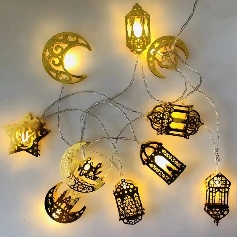 Moon Star Led String Lights Eid Mubarak Decor Ramadan Decoraion