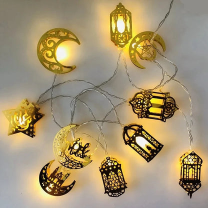 Moon Star Led String Lights Eid Mubarak Decor Ramadan Decoraion