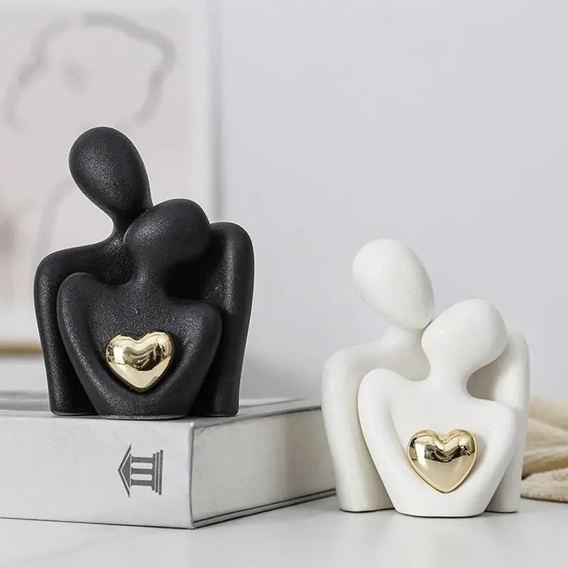 Couple Figurines In Love Modern Ceramic Sculpture