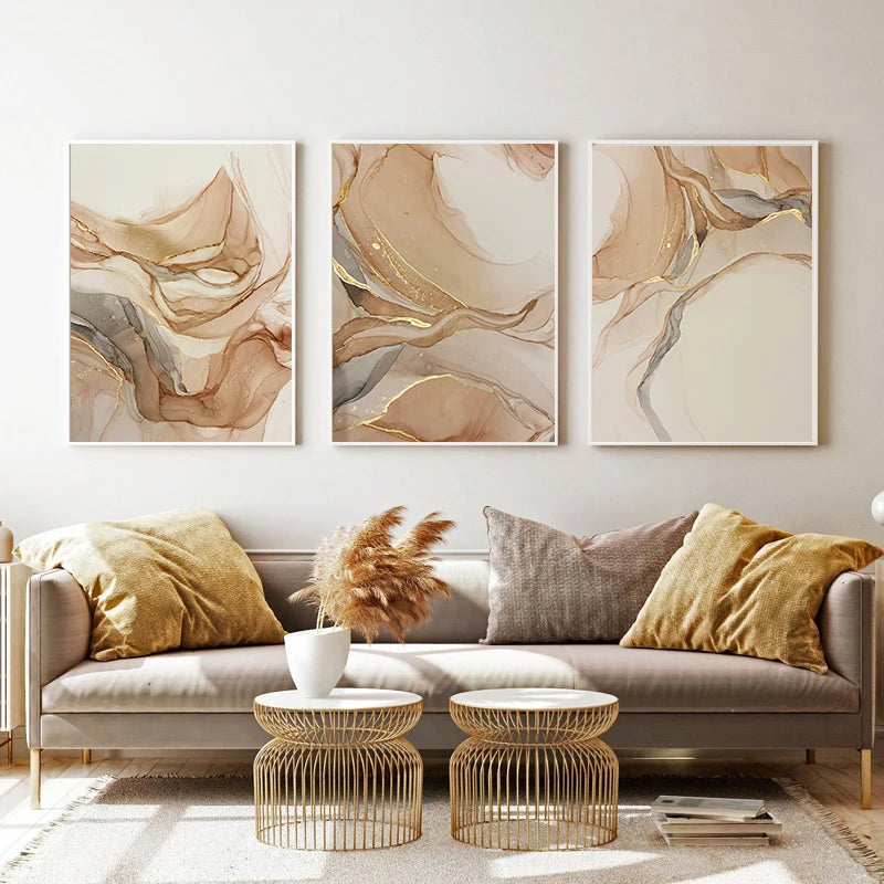 Beige Marble Poster Canvas Painting Nordic  Fashion Living Room