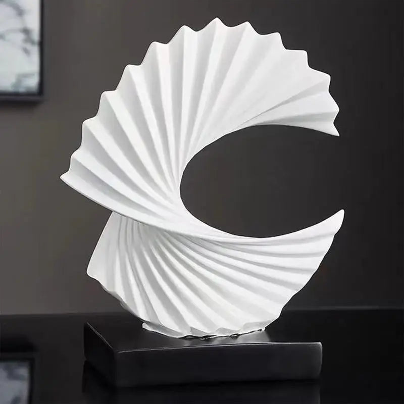 Resin Ocean Wave Figurine Sculpture Gold/White Modern Art