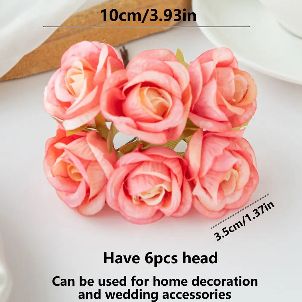 6Pcs Artificial Flower silk Rose for Christmas Wreaths Home Wedding bridal bouquet garden arch decoration Hot sales diy gift box