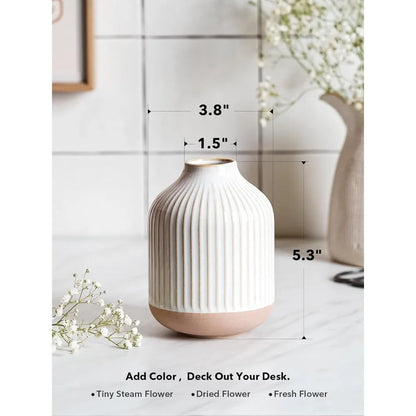 Decorative Small Bohemian Vase Pampas Grass Arctic White