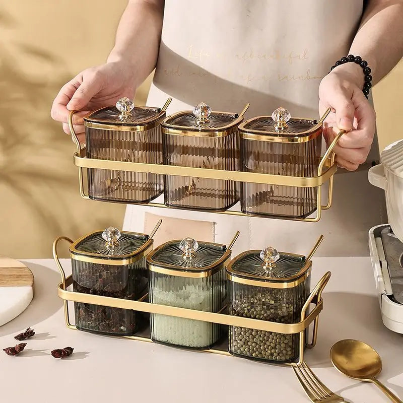 Creative Transparent Stripe Kitchen Spice Jar