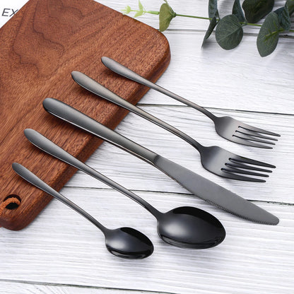 24/28/32 Pieces Black Tableware Stainless Steel Western Cutlery Set